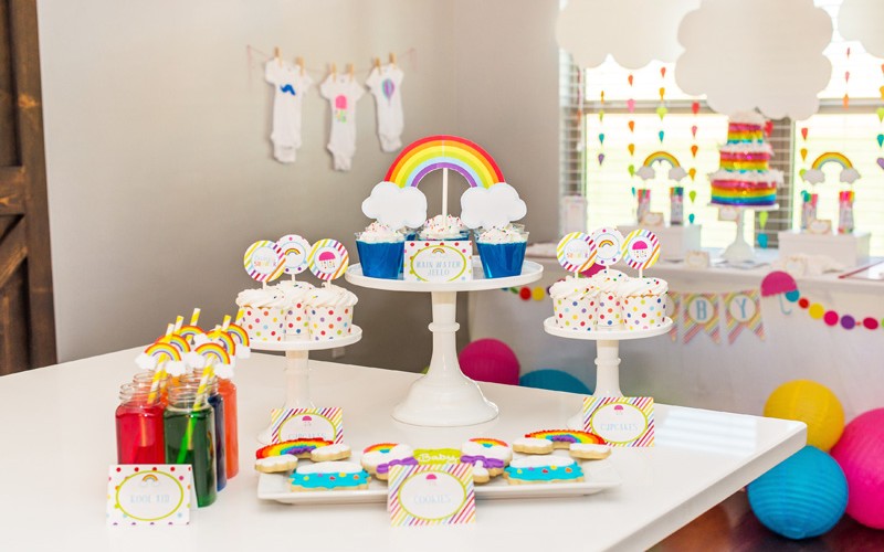 Rainbow Baby Shower With Tulip Fabric Markers