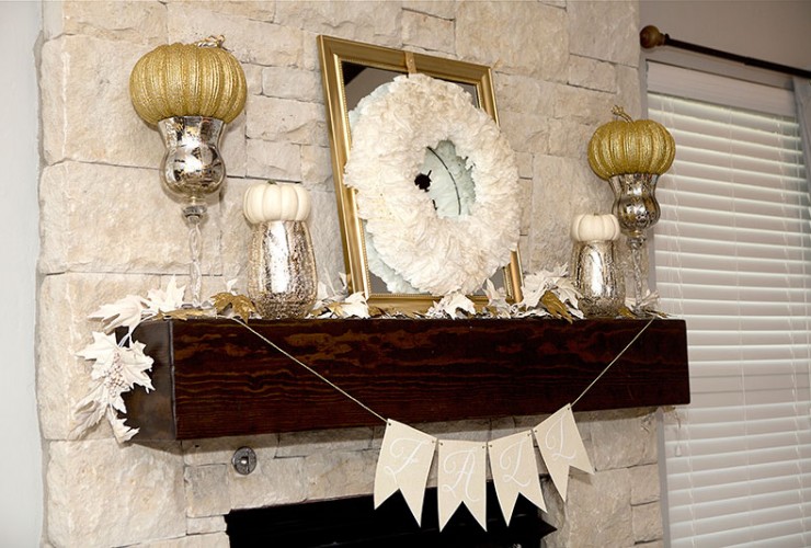 Neutral Fall Mantel Home Decor + FREE Printables