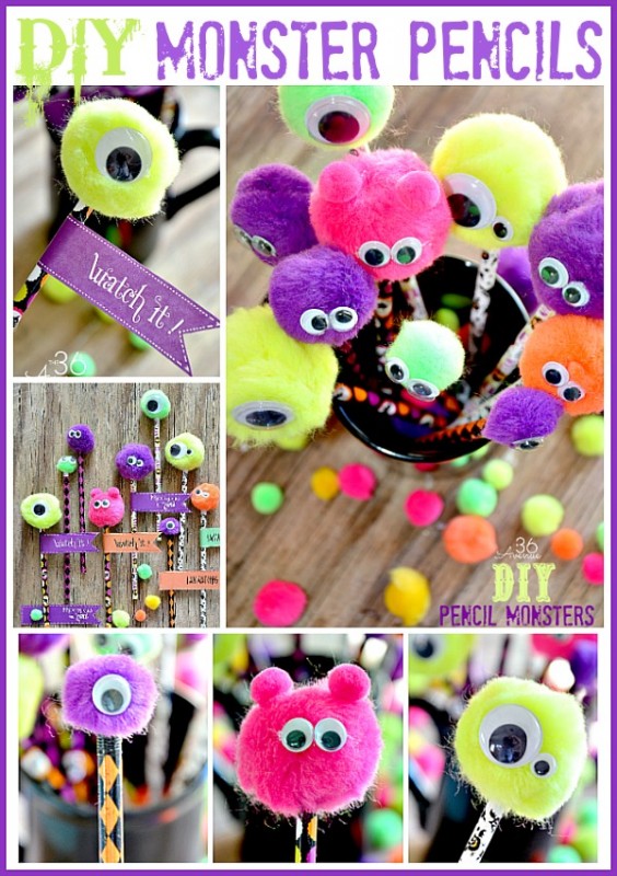 Halloween-DIY-Monster-Pencils- Halloween Party Crafts
