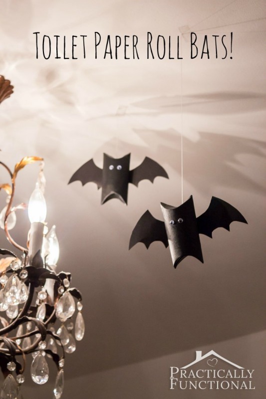 Toilet-Paper-Roll-Bats Halloween Party Decorations School Halloween Party Craft