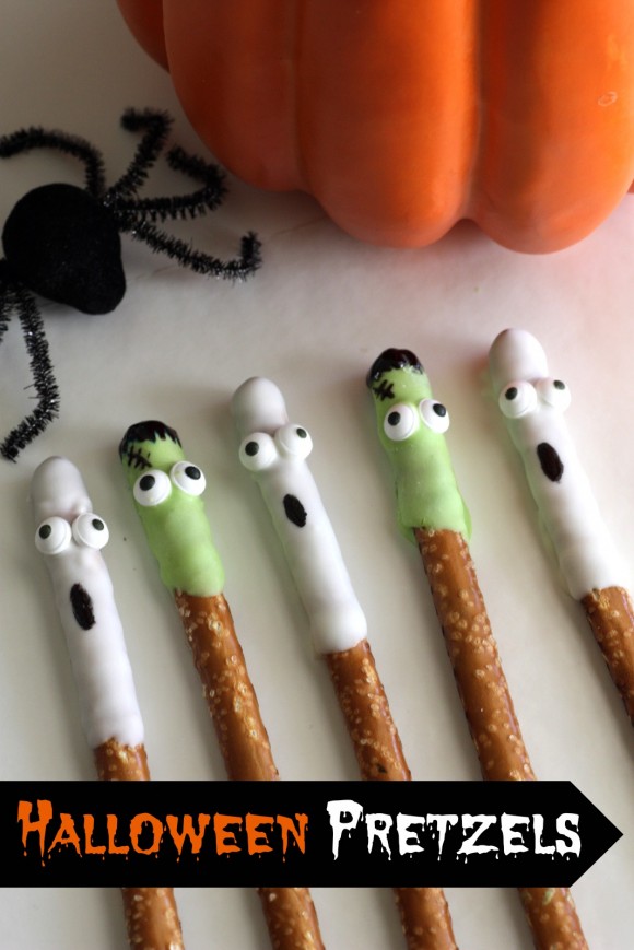 halloween-white-chocolate-pretzels Halloween Party Ghost Treats