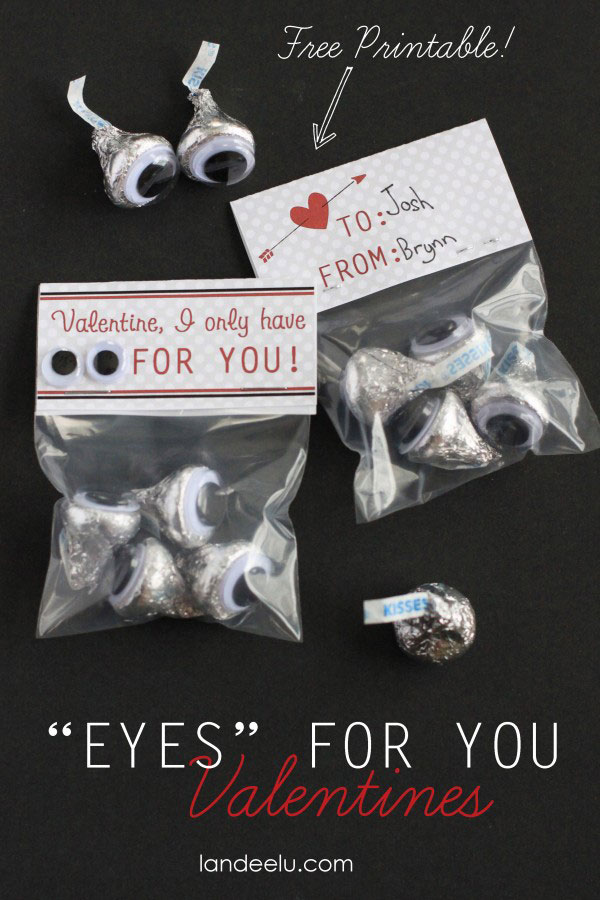 Classroom Valentines Day Ideas - Googly eye hershey kiss valentines idea.